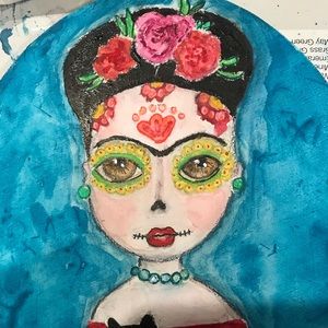 Wall Art - Original watercolor painting Frida Kahlo Catrina Wall Art - Original watercolor painting Frida Kahlo Catrina